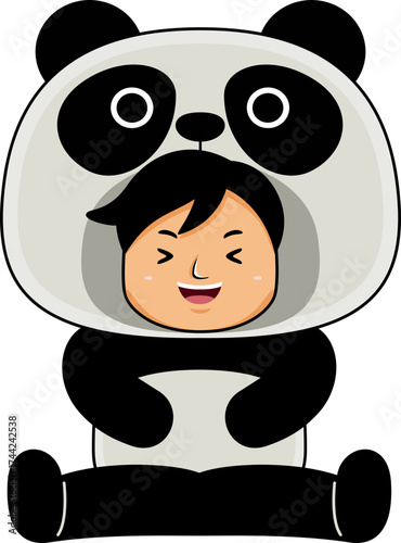 boy wear panda animal costume