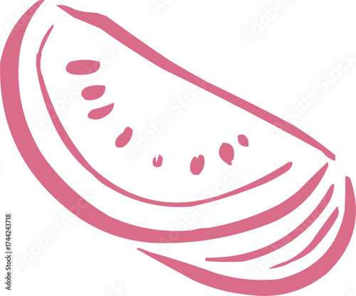 Hand drawn fruit . Ink logo,  icon. Vector illustration. Watermelon 
