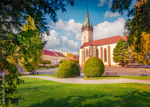Cuadro en lienzo Marvelous autumn cityscape of Presov town,  Slovakia, Europe