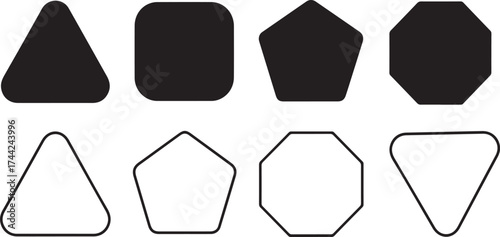 Geometric shapes with rounded corners triangle square