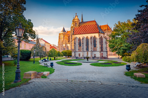 Obraz na plátně Incredible autumn cityscape of Kosice city in eastern Slovakia, Europe