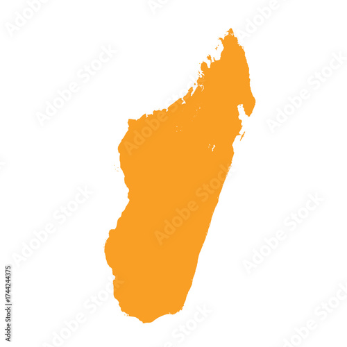 Map of Madagasсar, sign silhouette. World Map Globe. Vector Illustration isolated on white background. African continent.