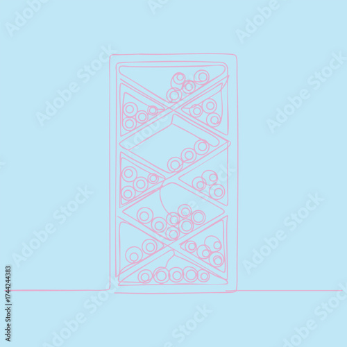 Vertical storage rack filled with numerous spherical objects organized in multiple compartments for efficient space utilization