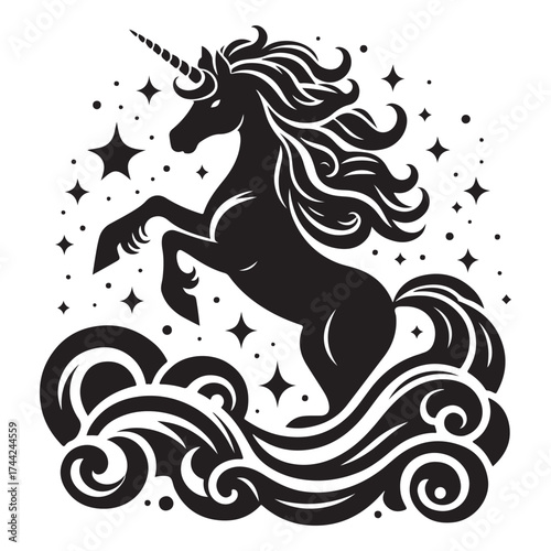 unicorn silhouette vector set