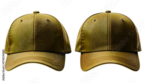 Casual cotton cap collection front view khaki duo isolated on transparent background PNG