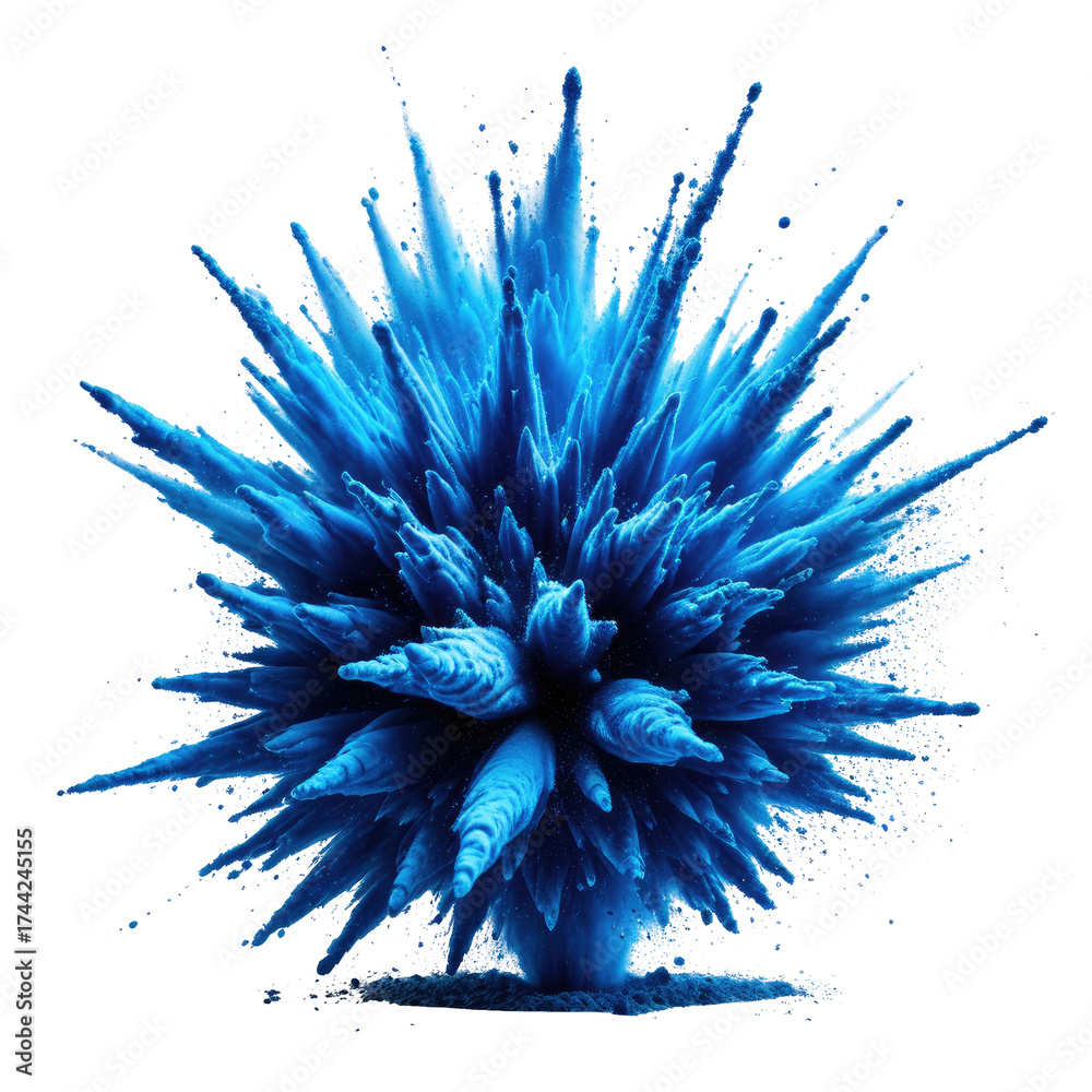 Obraz premium Abstract blue spiky burst on black background. Intense texture and energy