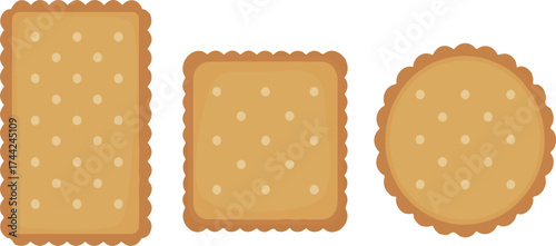 Rectangular and round baked goods with embossed dots biscuit cookie