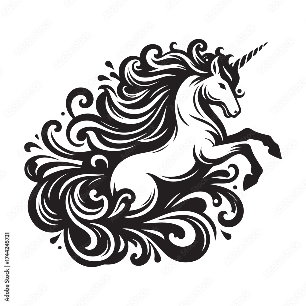 Fototapeta premium unicorn silhouette vector set