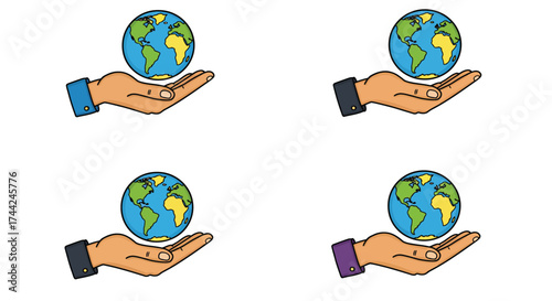 Hands carefully holding a globe representing earth and environmental protection