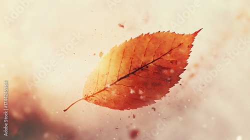 Colorful red autumn leaf closeup on a vibrant seasonal background