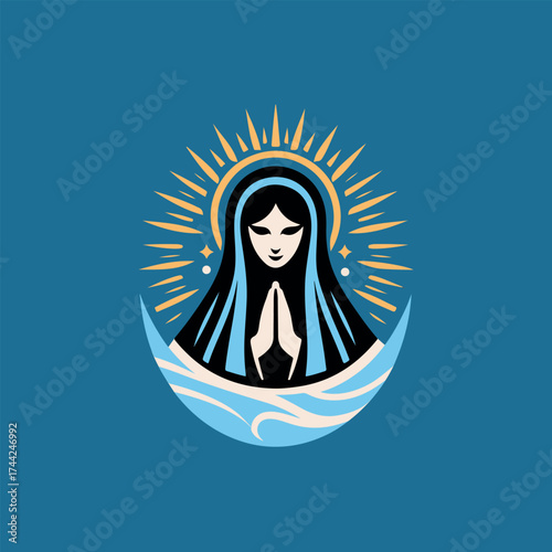 Virgen maria logo icon vector white background .