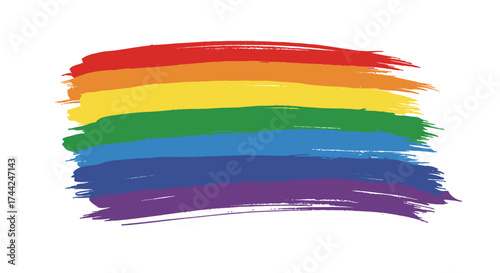 A vibrant brushstroke design featuring the colors of the rainbow spectrum