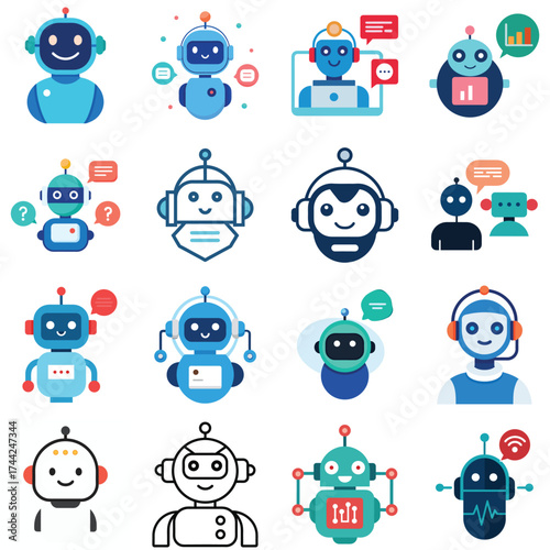 Friendly ai chatbot with digital glow and smiling face