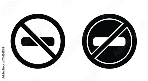 Two prohibition signs with horizontal lines indicating something is not allowed