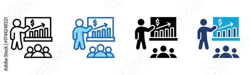 Team Training icon Multi Style Vector Illustration