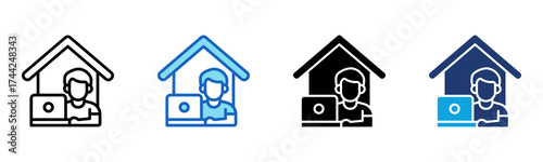 Remote Work icon Multi Style Vector Illustration