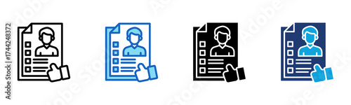 Candidate Resume icon Multi Style Vector Illustration