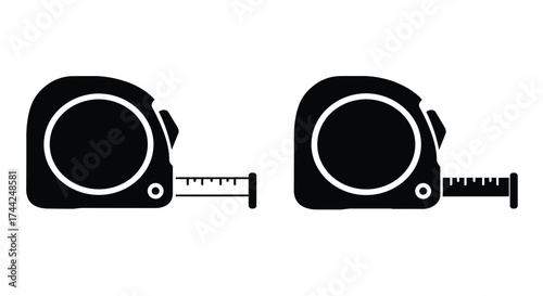 Two black tape measure icons displayed side by side with extended tape
