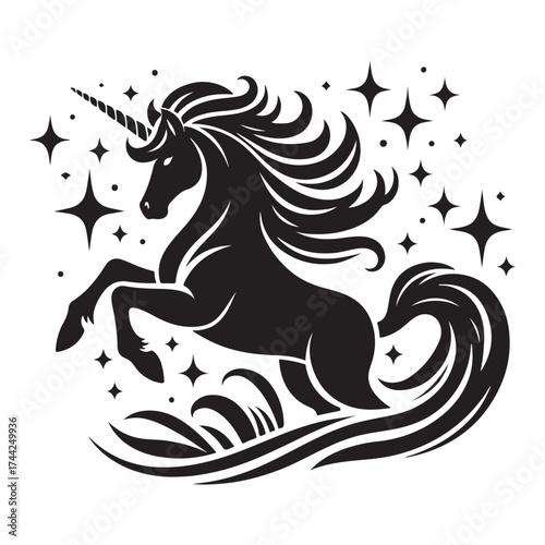 unicorn silhouette vector set