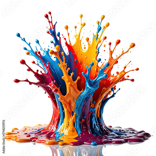 Colorful paint explosion with vivid hues, vibrant and dynamic splash
