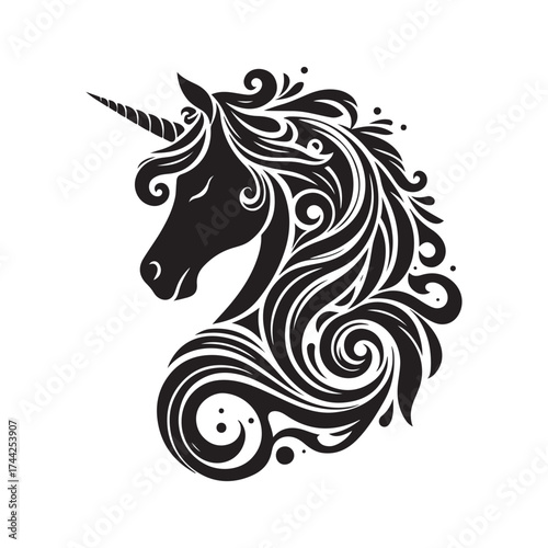 unicorn silhouette vector set