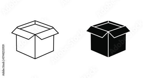 Two simple box outlines are shown one open and one filled