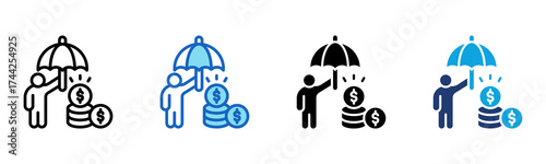 Money Insurance icon Multi Style Vector Illustration