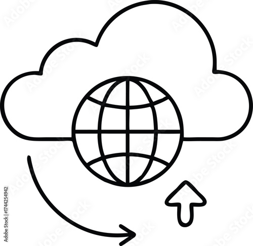 Global cloud computing and data transfer icon representing internet access and digital storage solutions vector