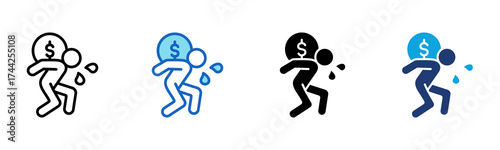 Debt Burden icon Multi Style Vector Illustration