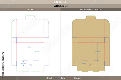 Flip top boxes double snap lock dieline, customizable packaging template with structural folds and precise die line for secure retail and shipping solutions