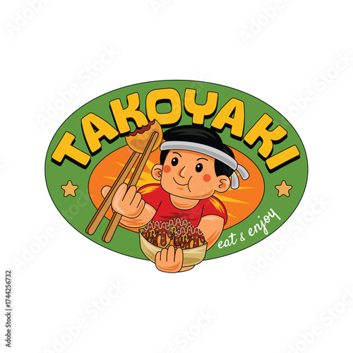takoyaki restarurant logo template