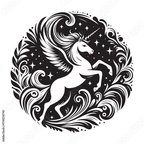 unicorn silhouette vector set