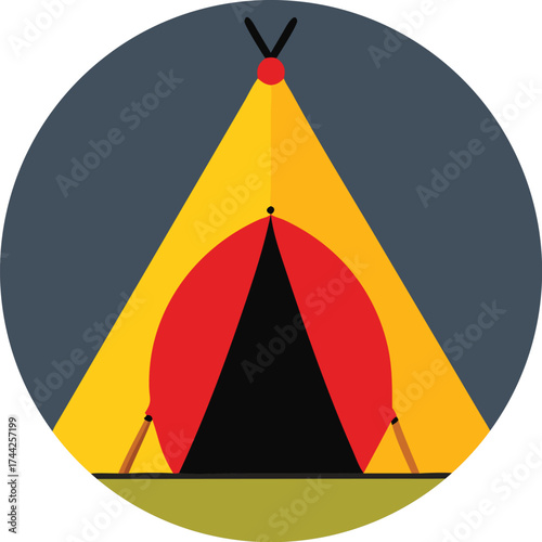 Campfire illuminates cozy tent adventure under starry night sky vector