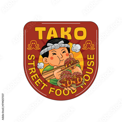 takoyaki restarurant logo template