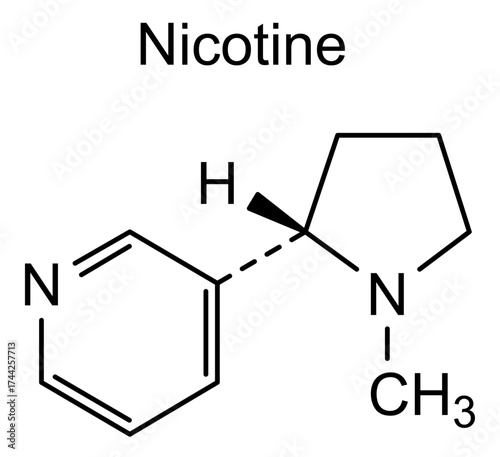 Chemical structure of nicotine, drug substance