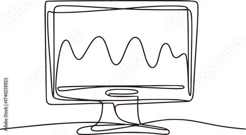 Monitor displaying fluctuating waveform graph screen data