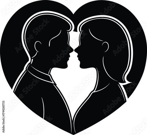 Romantic couple with heart shape