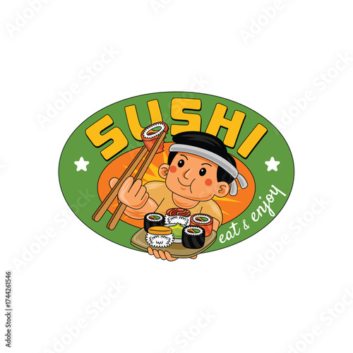sushi restarurant logo template