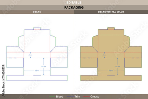 Flip top boxes polygonal dieline, vector packaging template with folding structure and die line layout for unique product branding and display