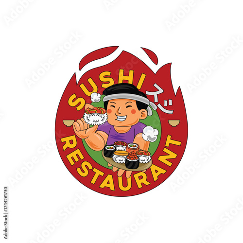 sushi restarurant logo template