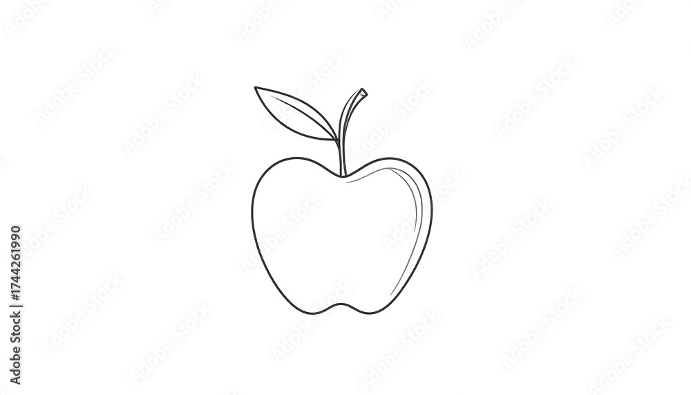 Fototapeta premium Minimalist Apple Outline - Simple and Clean Fruit Illustration.