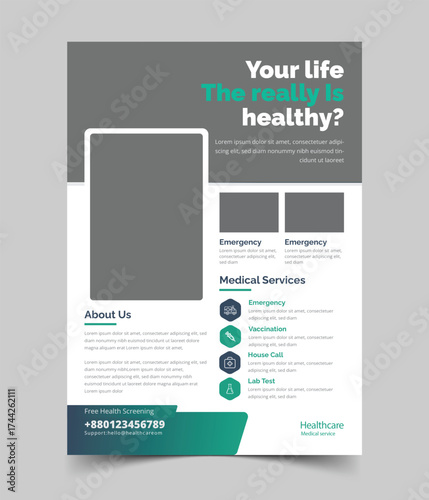 Clean & Modern Medical healthcare Flyer design template. 