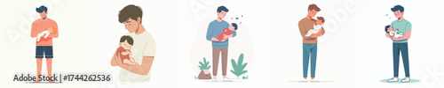 vector of a mother holding a baby born