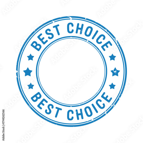 Blue circular stamp featuring the words best choice and stars