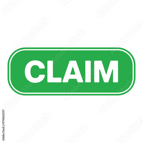 Green button with the word claim in white text