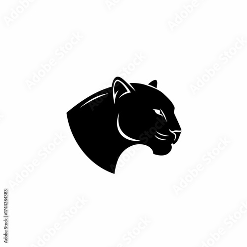 Sleek Black Panther Head Profile Vector Illustration