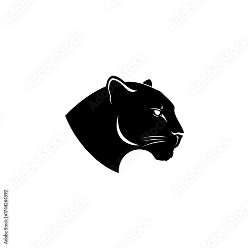 Sleek Black Panther Head Profile Vector Illustration in Minimalist Style