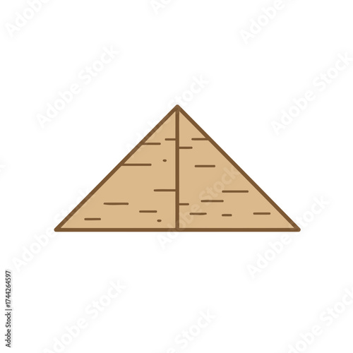 Simple Doodle Style Ancient Egyptian Pyramid Vector Illustration with Brown Outline and Earthy Tones