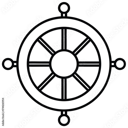 yacht steering simple line art silhouette vector icon