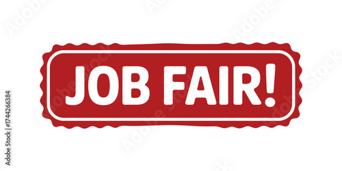 Bold red job fair sign with white text